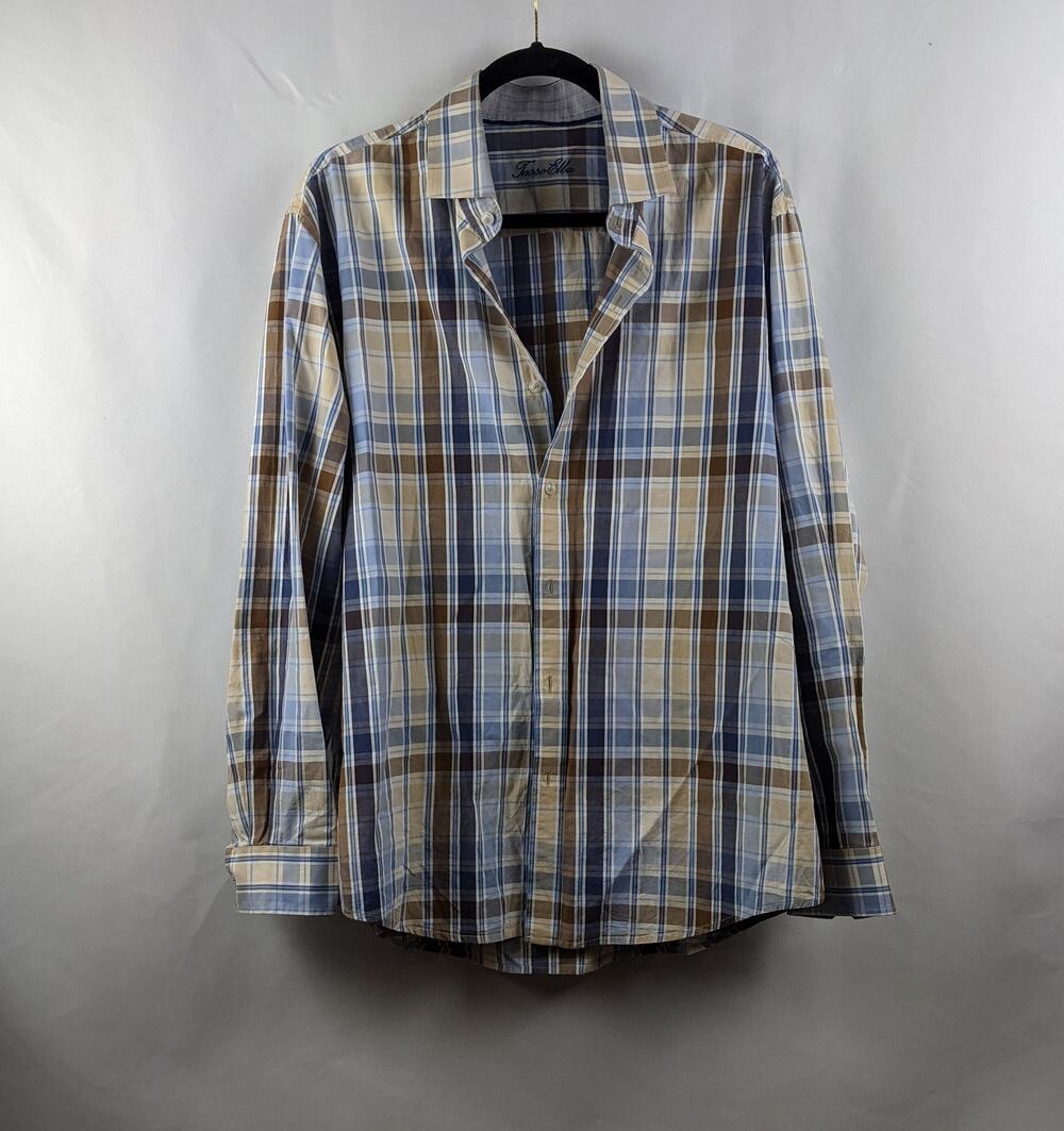 Tasso Elba Mens Button Down Plaid